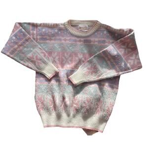 VINTAGE JANTZEN PASTEL Geometric Fairy Kei KAWAII Sparkle KNIT SWEATER